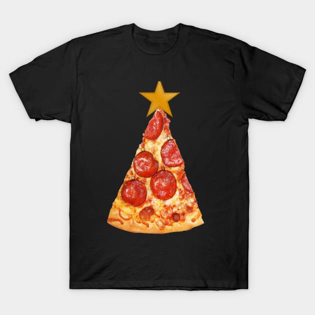 Pizza Slice Christmas Tree T-Shirt by Skylane